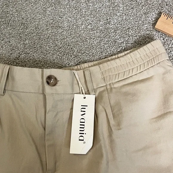 Beige Women's High-Waist Casual Shorts - Picture 4 of 6